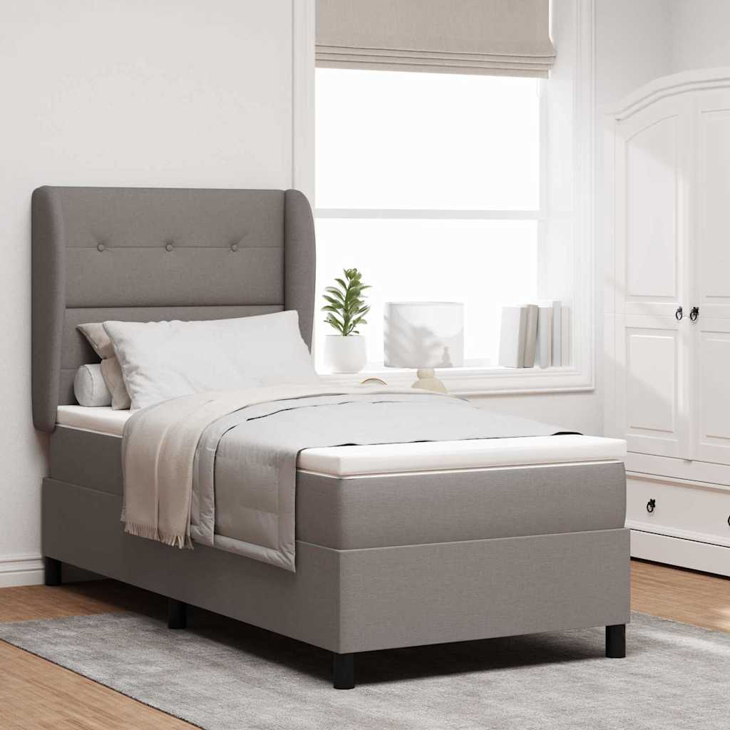 Boxspring bed met matras met hoofdeinde Taupe 90 x 200 cm Stof is nu te koop bij PeponiXL, paradijselijk wonen!