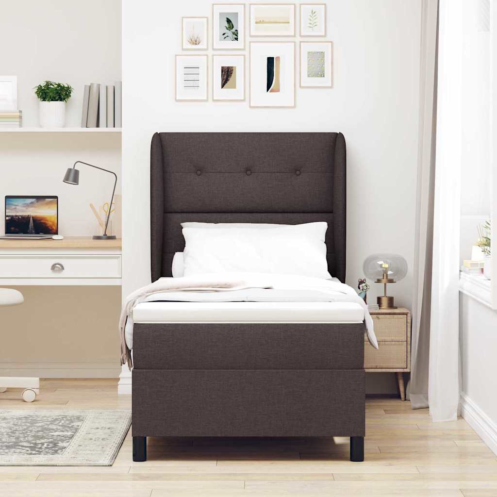 vidaXL Boxspring bed met hoofdeinde Donkerbruin 100 x 200 cm Stof
