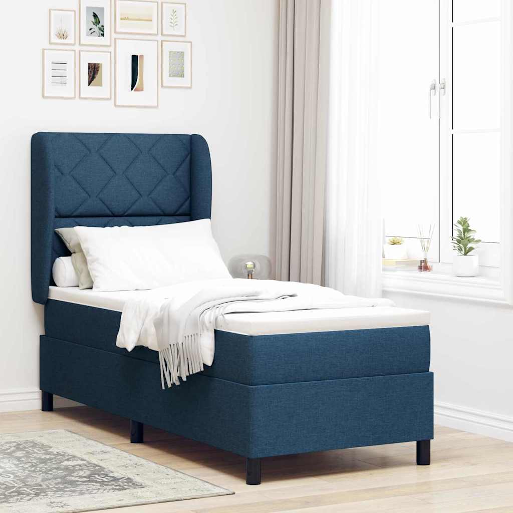 vidaXL Boxspring bed met hoofdeinde Blauw 80 x 200 cm Stof