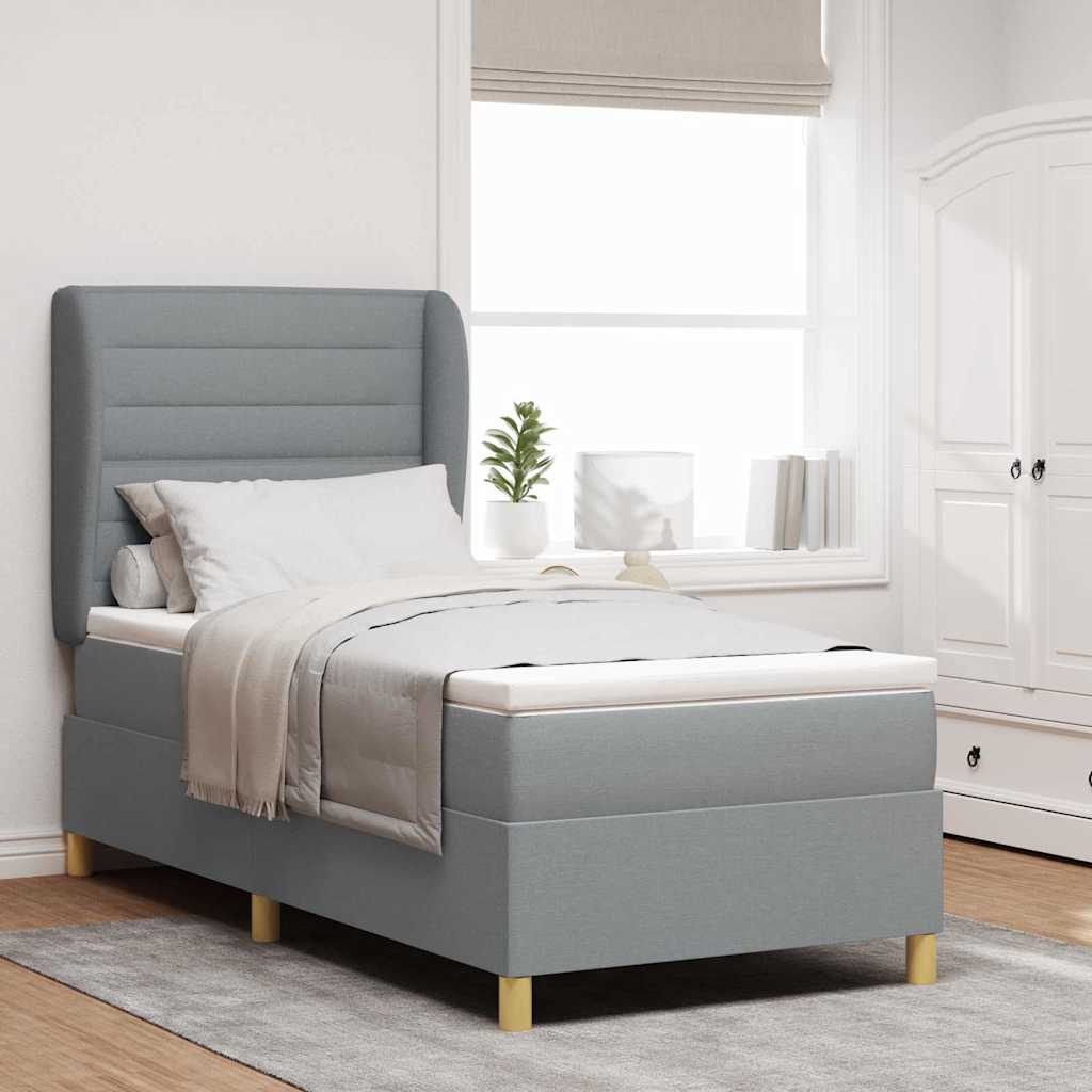 Boxspringbed met matras Lichtgrijs 200 x 80 cm Stof is nu te koop bij PeponiXL, paradijselijk wonen!