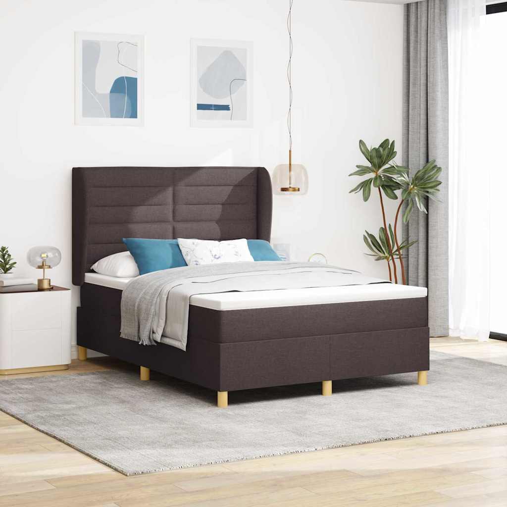 Boxspringbed met matras Donkerbruin 200 x 160 cm Stof is nu te koop bij PeponiXL, paradijselijk wonen!