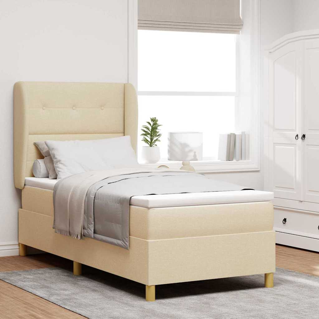 Boxspringbed met hoofdeinde Crème 200 x 80 cm Stof is nu te koop bij PeponiXL, paradijselijk wonen!