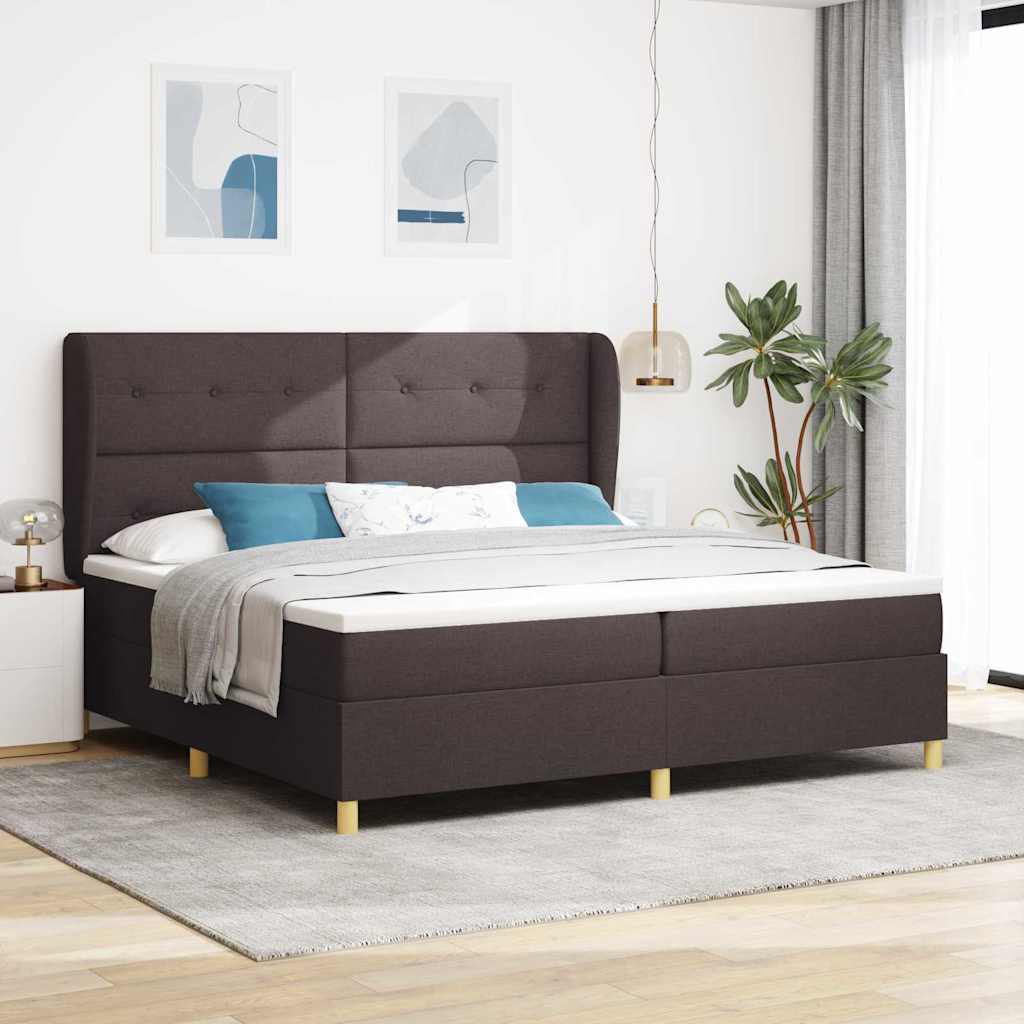 vidaXL Boxspringbed met hoofdeinde Donkerbruin 200 x 200 cm Stof