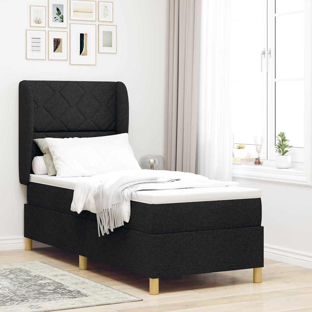 Boxspringbed met hoofdeinde Zwart 200 x 80 cm Stof is nu te koop bij PeponiXL, paradijselijk wonen!