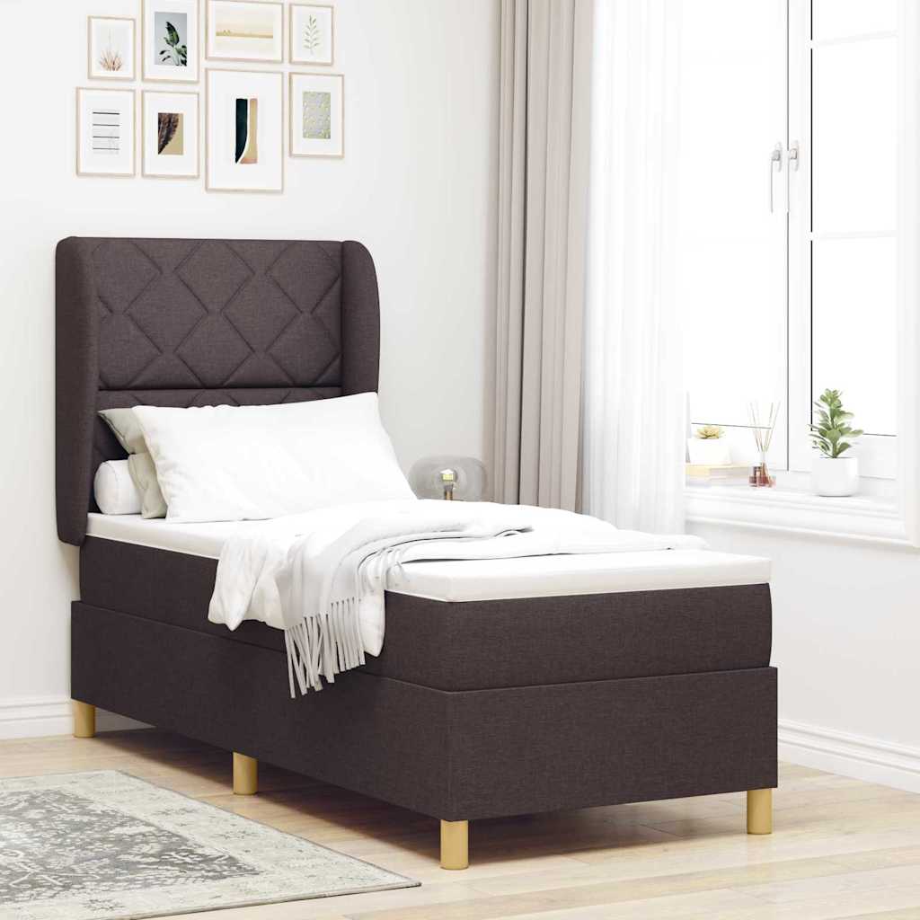 Boxspringbed met kussen Donkerbruin 200 x 80 cm Stof is nu te koop bij PeponiXL, paradijselijk wonen!