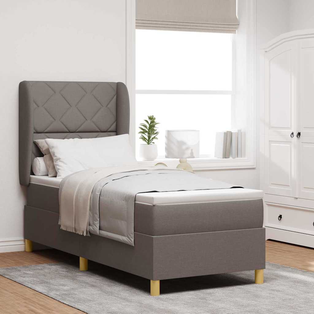 Boxspringbed met matras met hoofdeinde Taupe 200 x 80 cm Stof is nu te koop bij PeponiXL, paradijselijk wonen!