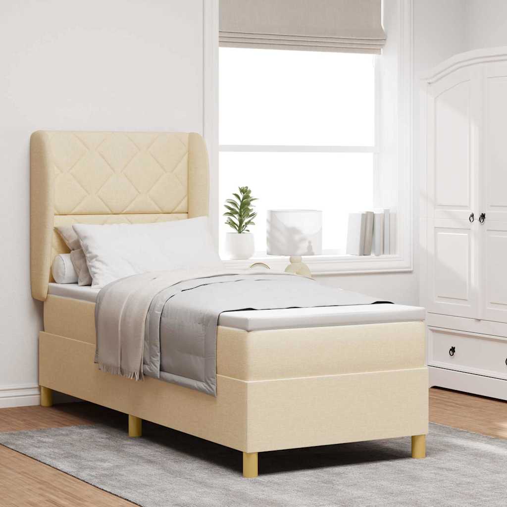 Boxspringbed met hoofdeinde Crème 200 x 80 cm Stof is nu te koop bij PeponiXL, paradijselijk wonen!