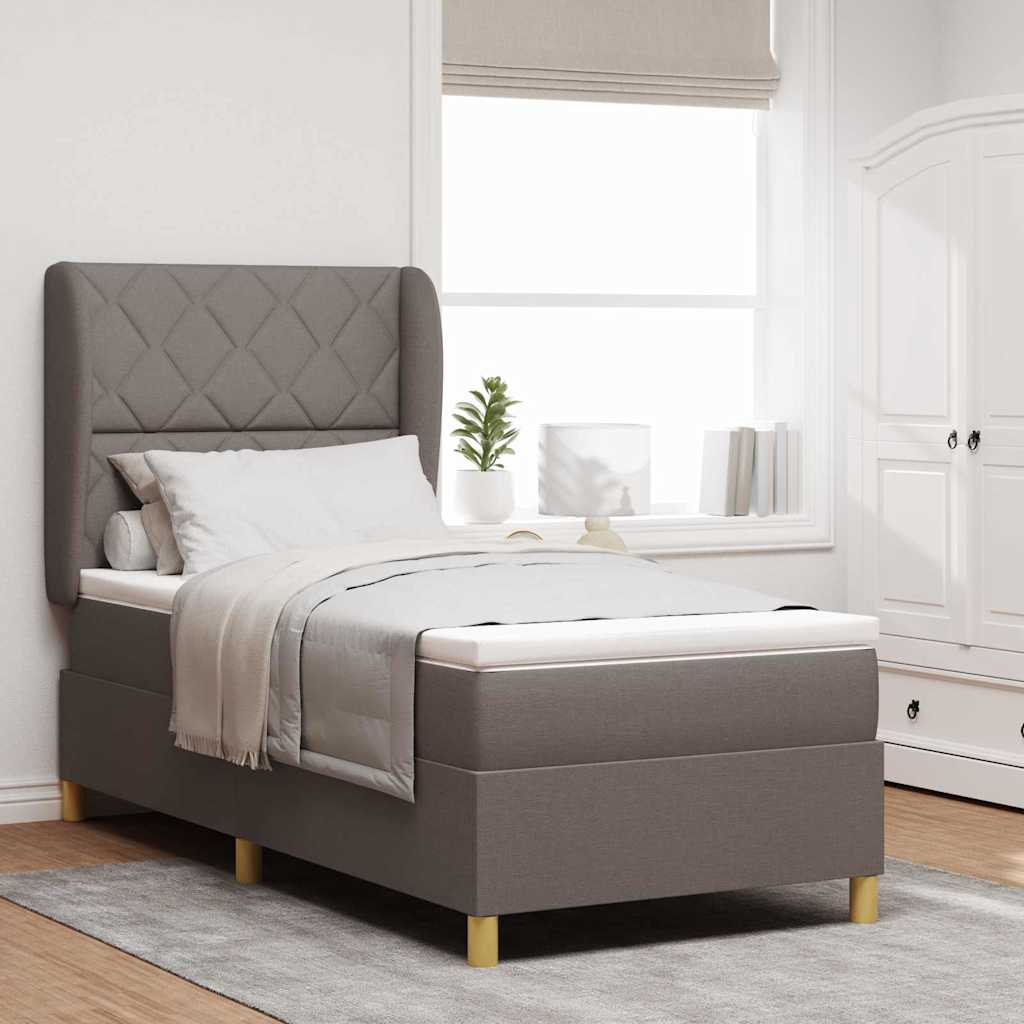 Boxspringbed met hoofdeinde Taupe 200 x 100 cm Stof is nu te koop bij PeponiXL, paradijselijk wonen!