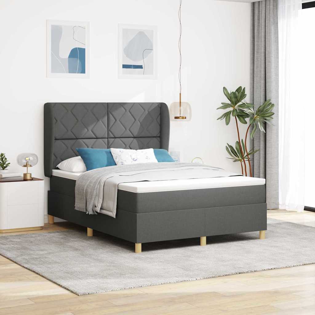 Boxspringbed met hoofdeinde Donkergrijs 200 x 140 cm Stof is nu te koop bij PeponiXL, paradijselijk wonen!