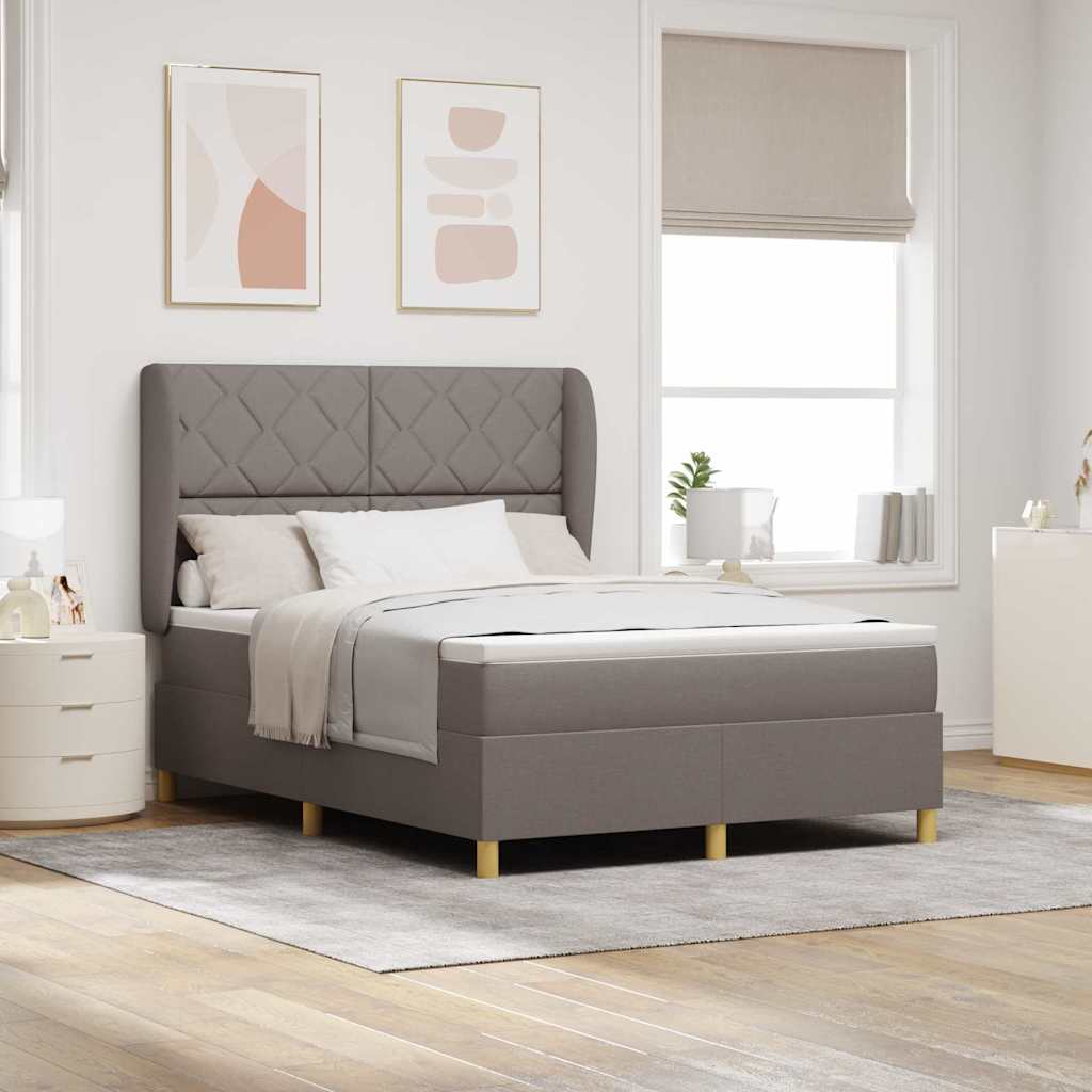 vidaXL Boxspringbed met hoofdeinde Taupe 200 x 160 cm Stof