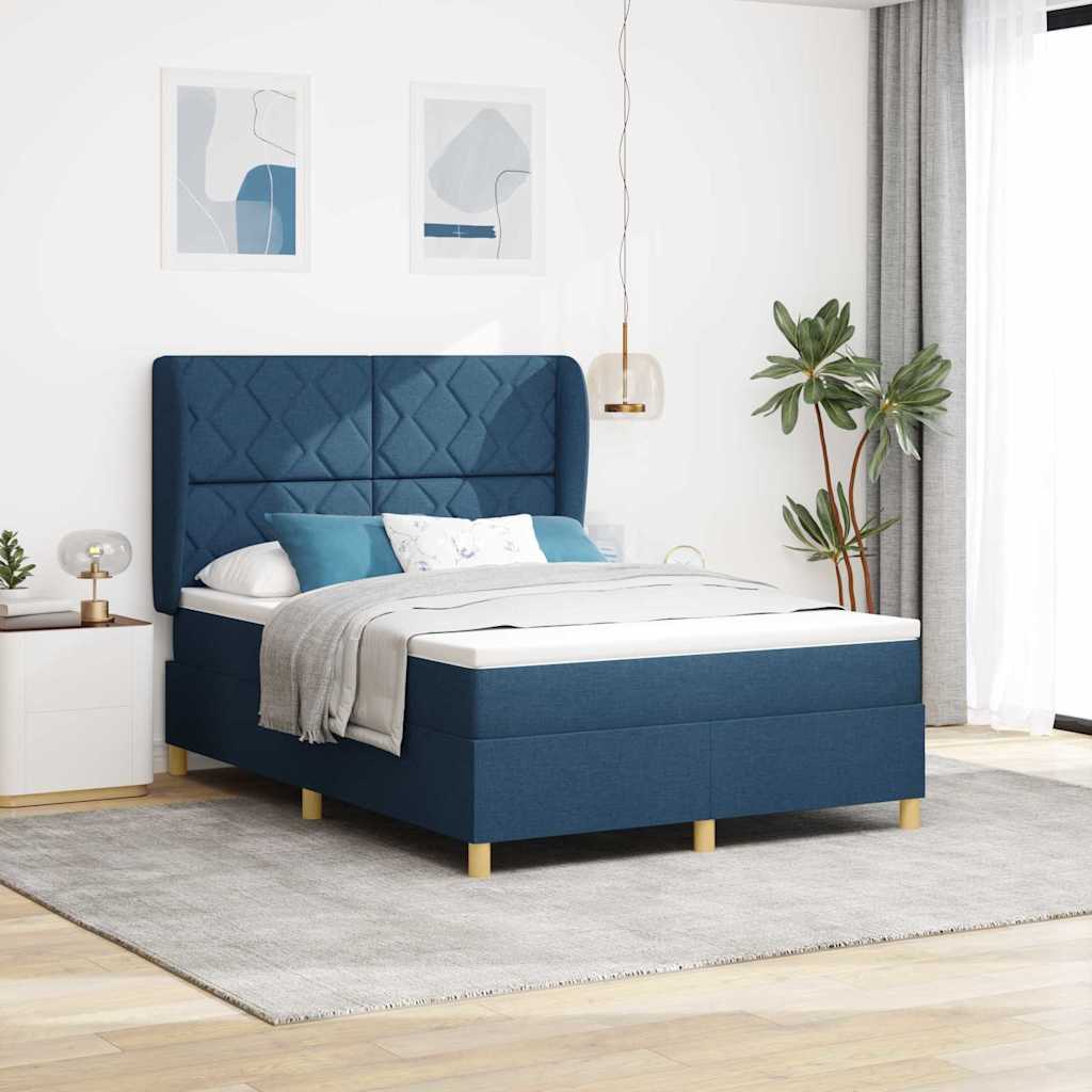 Boxspringbed met hoofdeinde Blauw 200 x 160 cm Stof is nu te koop bij PeponiXL, paradijselijk wonen!