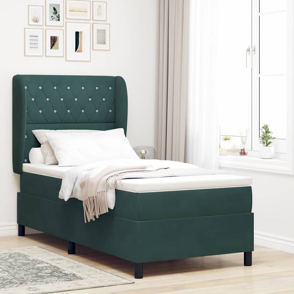 Boxspringbed met matras Donkergroen 200 x 90 cm Fluweel is nu te koop bij PeponiXL, paradijselijk wonen!