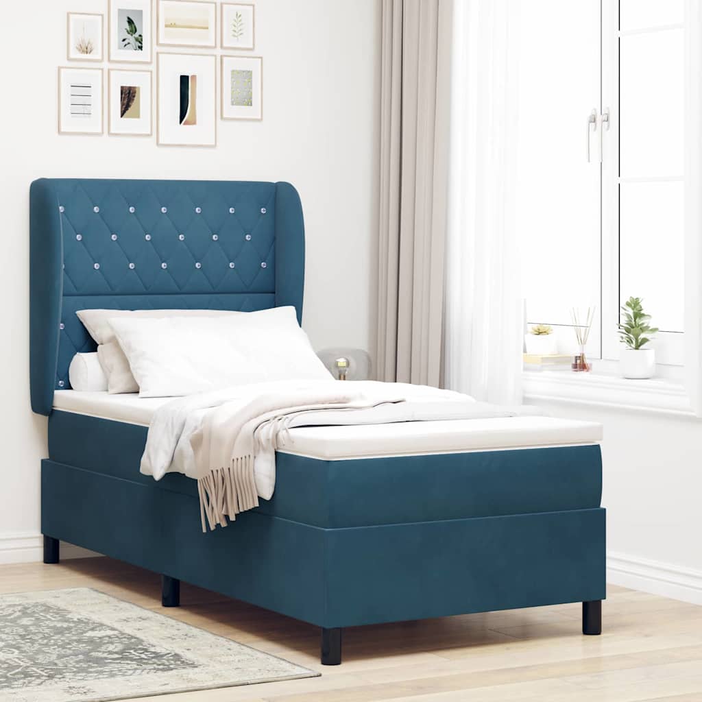 Boxspringbed met hoofdeinde Donkerblauw 200 x 90 cm Fluweel is nu te koop bij PeponiXL, paradijselijk wonen!