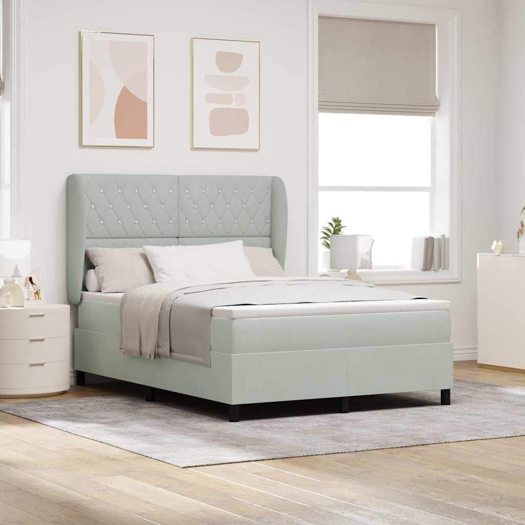 Boxspringbed met matras Lichtgrijs 190 x 140 cm Fluweel is nu te koop bij PeponiXL, paradijselijk wonen!