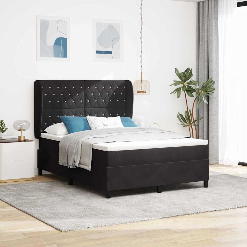 Boxspringbed met matras Zwart 200 x 140 cm Fluweel is nu te koop bij PeponiXL, paradijselijk wonen!