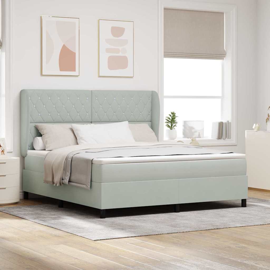 Boxspringbed met matras Lichtgrijs 200 x 180 cm Fluweel is nu te koop bij PeponiXL, paradijselijk wonen!
