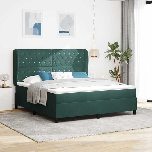 Boxspringbed met matras Donkergroen 200 x 180 cm Fluweel is nu te koop bij PeponiXL, paradijselijk wonen!