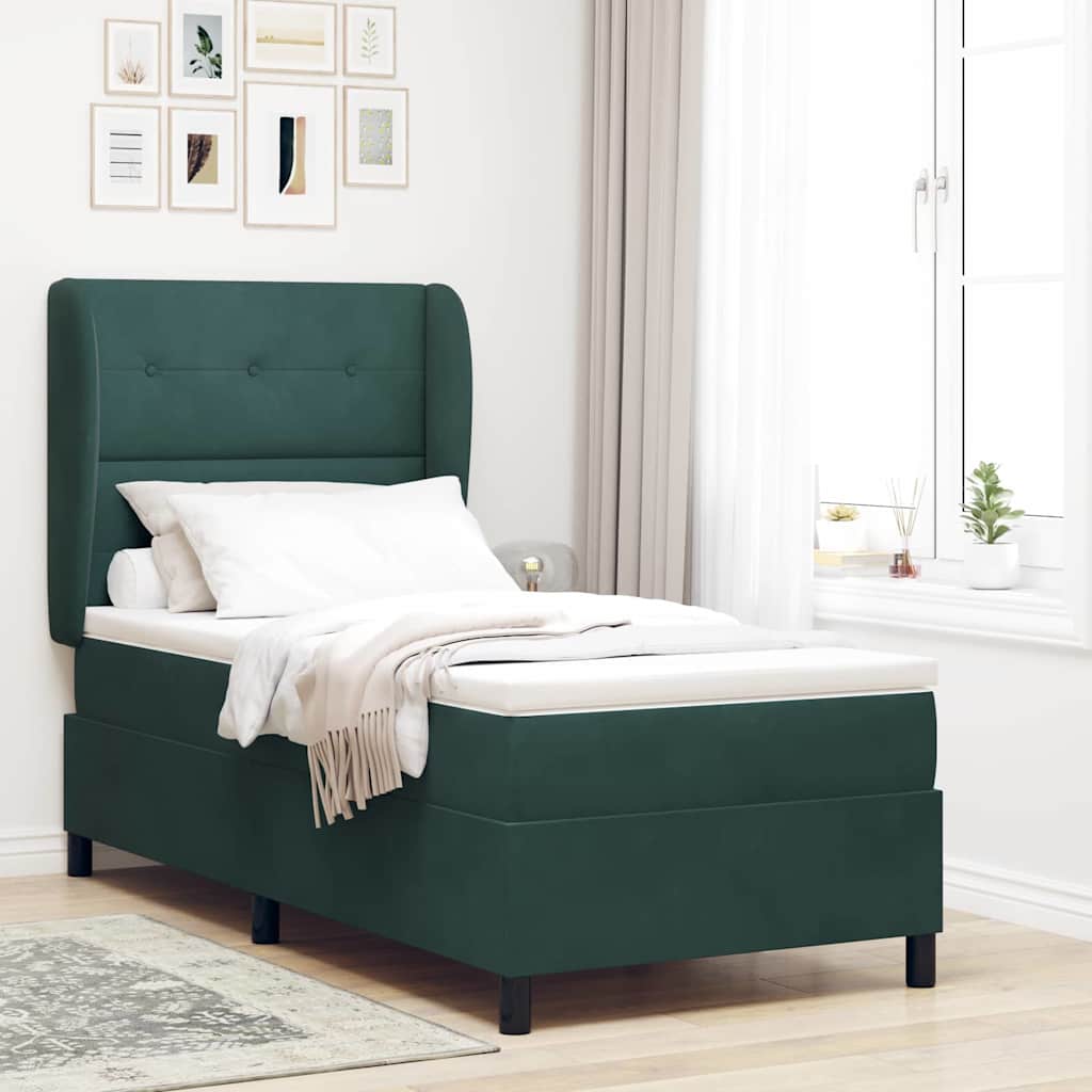 Boxspringbed met hoofdeinde Donkergroen 200 x 80 cm Fluweel is nu te koop bij PeponiXL, paradijselijk wonen!