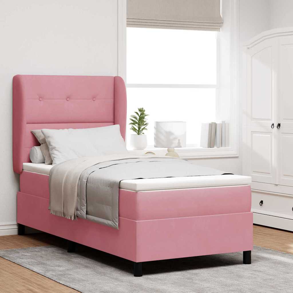 Boxspringbed met matras met hoofdeinde Roze 200 x 90 cm Fluweel is nu te koop bij PeponiXL, paradijselijk wonen!