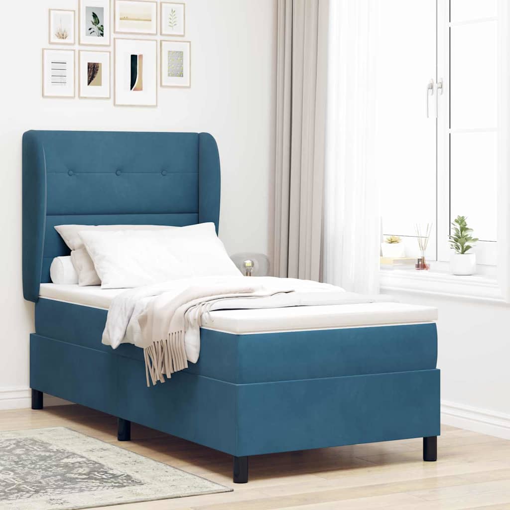 Boxspringbed met matras Donkerblauw 200 x 100 cm Fluweel is nu te koop bij PeponiXL, paradijselijk wonen!