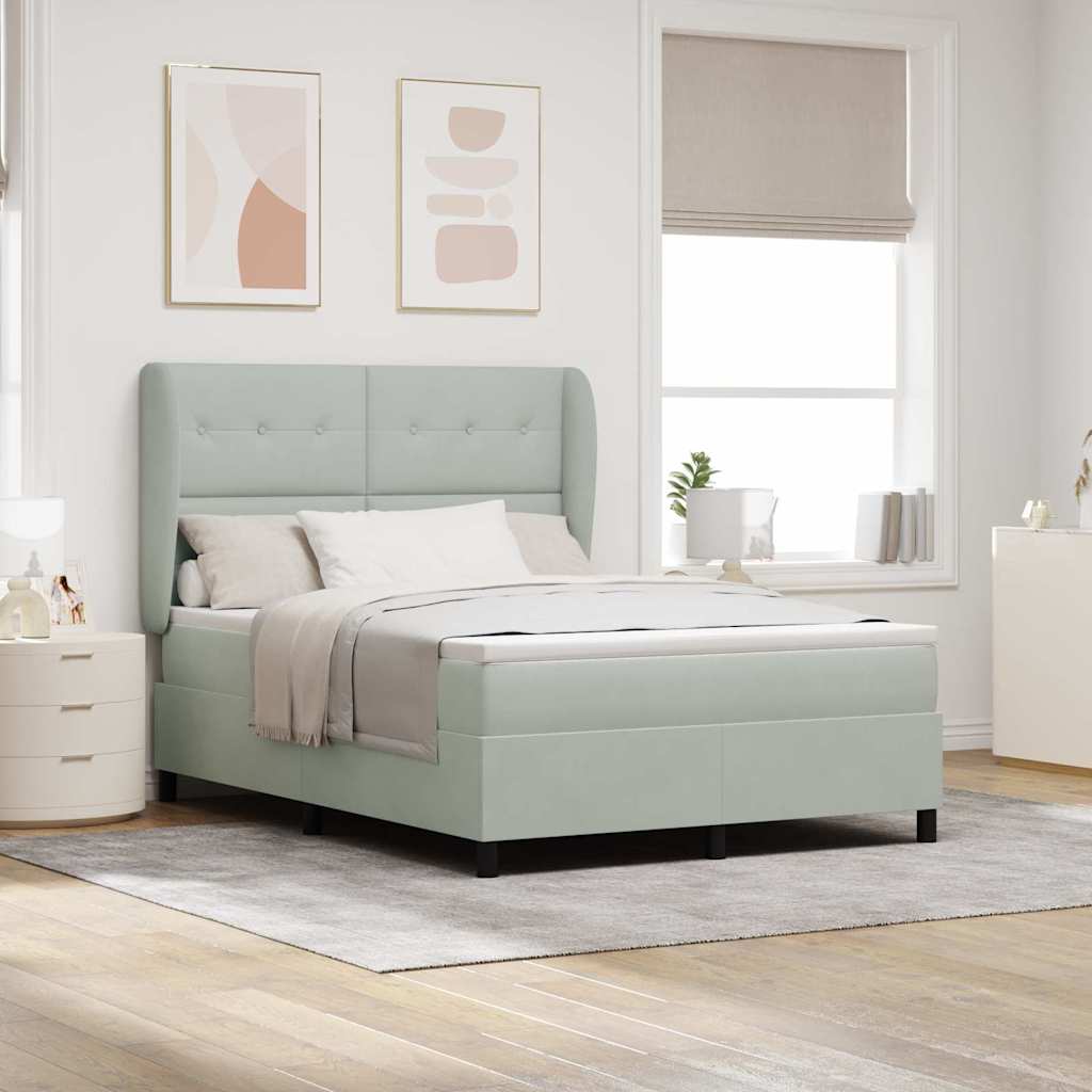 Boxspringbed met matras Lichtgrijs 200 x 140 cm Fluweel is nu te koop bij PeponiXL, paradijselijk wonen!