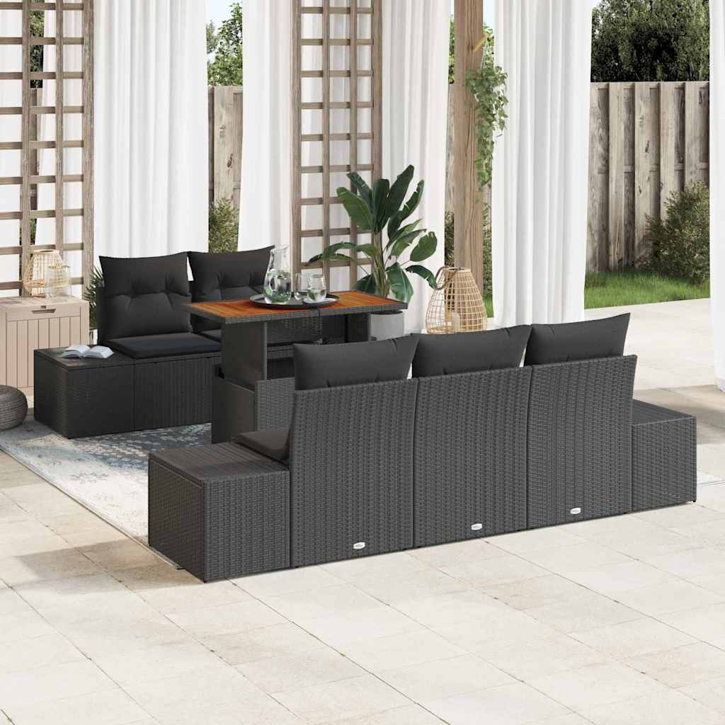 Tuin Eetset met kussen 6 pcs Zwart en Bruin is nu te koop bij PeponiXL, paradijselijk wonen!