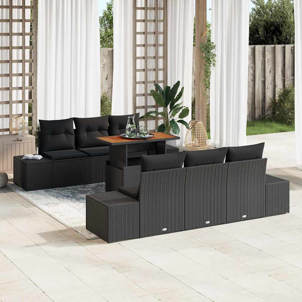 Tuin Eetset met kussen 7 pcs Zwart en Bruin is nu te koop bij PeponiXL, paradijselijk wonen!