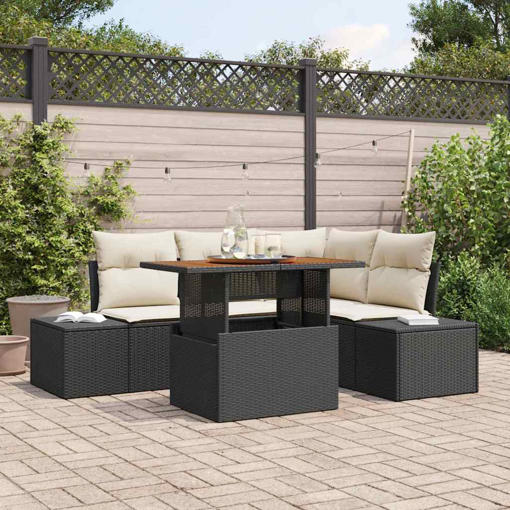 Tuinbankenset 5 st Zwart en Crème is nu te koop bij PeponiXL, paradijselijk wonen!