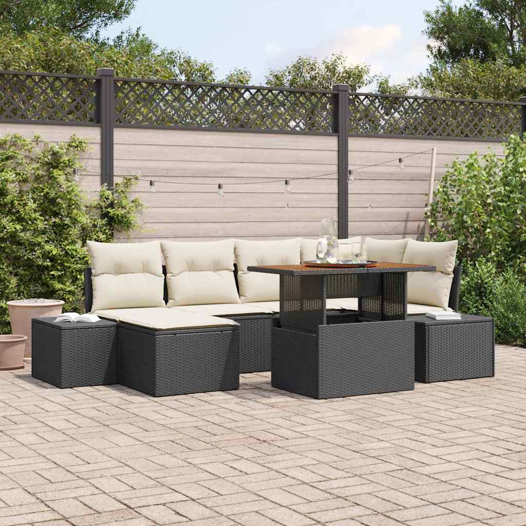 Tuinbankenset 7 st Zwart en Crème is nu te koop bij PeponiXL, paradijselijk wonen!