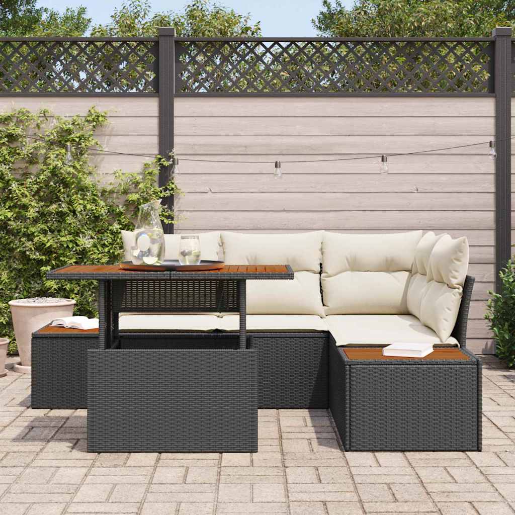 Tuinbankenset 5 st Zwart en Beige is nu te koop bij PeponiXL, paradijselijk wonen!