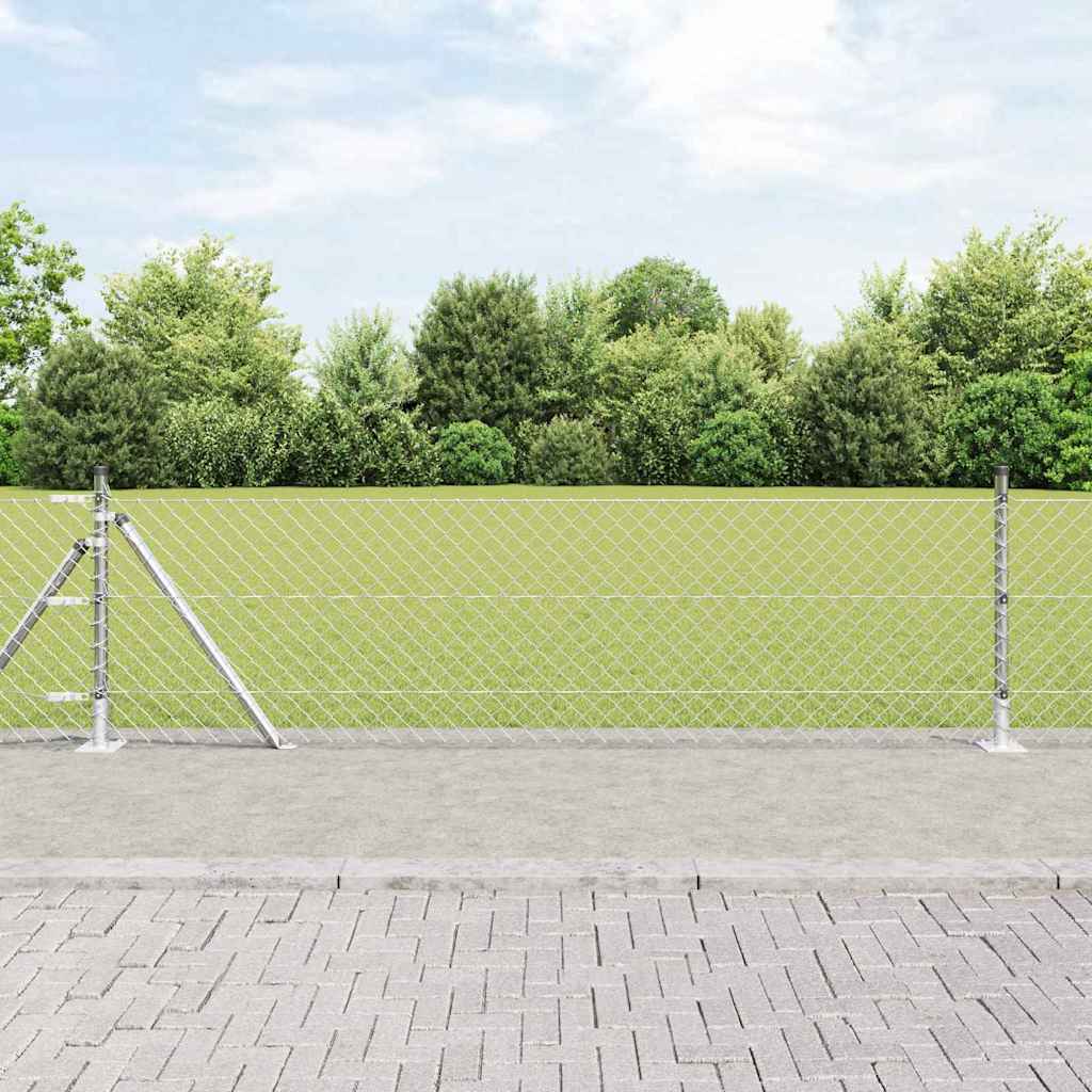 Afrasteringspaal Zilver 10 x 0,4 m (40 x 40 mm gaas) Staal is nu te koop bij PeponiXL, paradijselijk wonen!