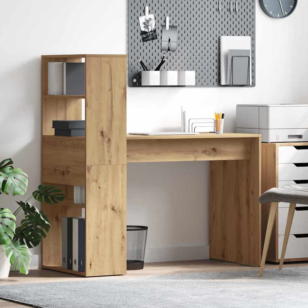 Bureau met plank Artisan Eiken 113 x 54 x 120 cm Bewerkt hout is nu te koop bij PeponiXL, paradijselijk wonen!