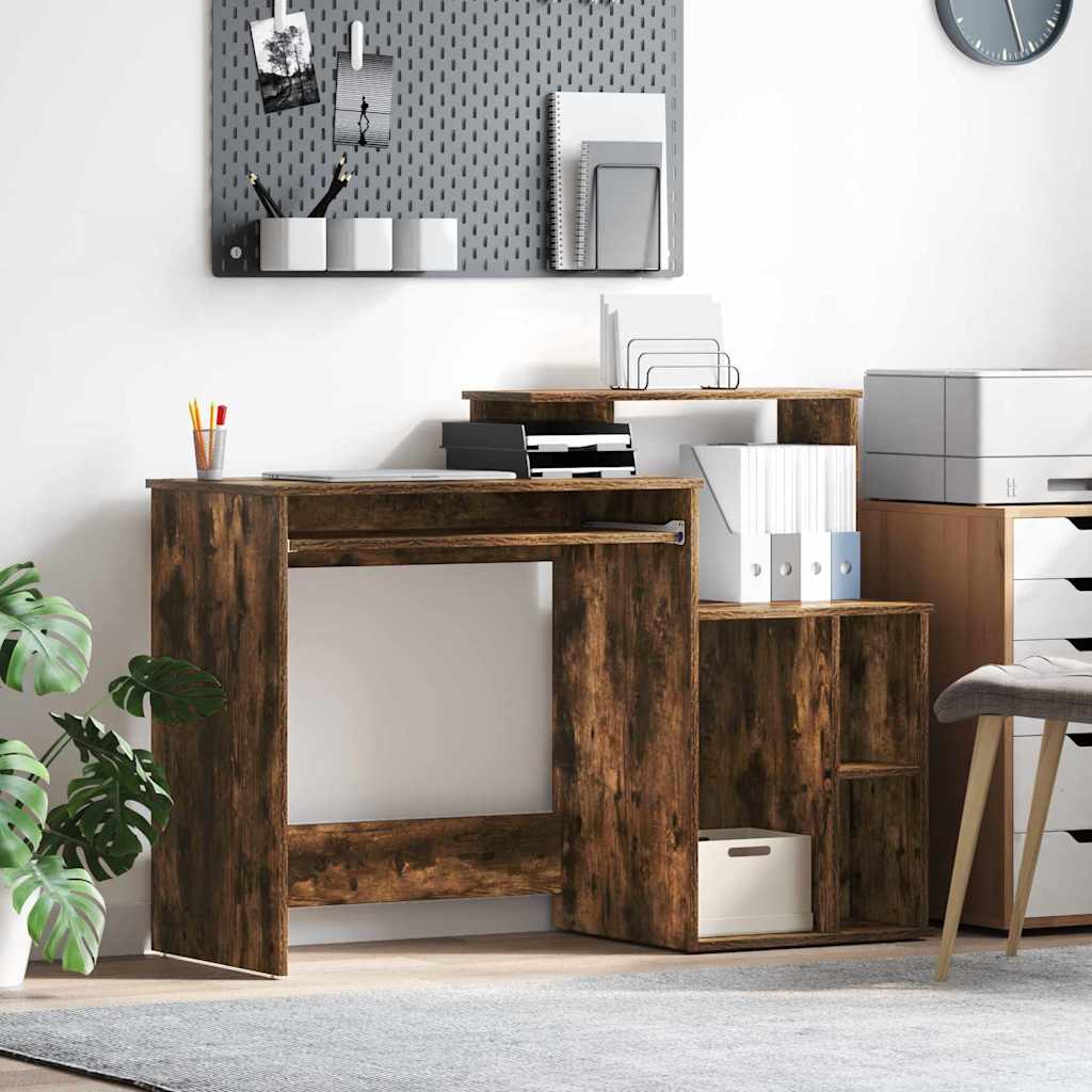Bureau met lade Gerookt eiken 120,5 x 44 x 88,5 cm Bewerkt hout is nu te koop bij PeponiXL, paradijselijk wonen!