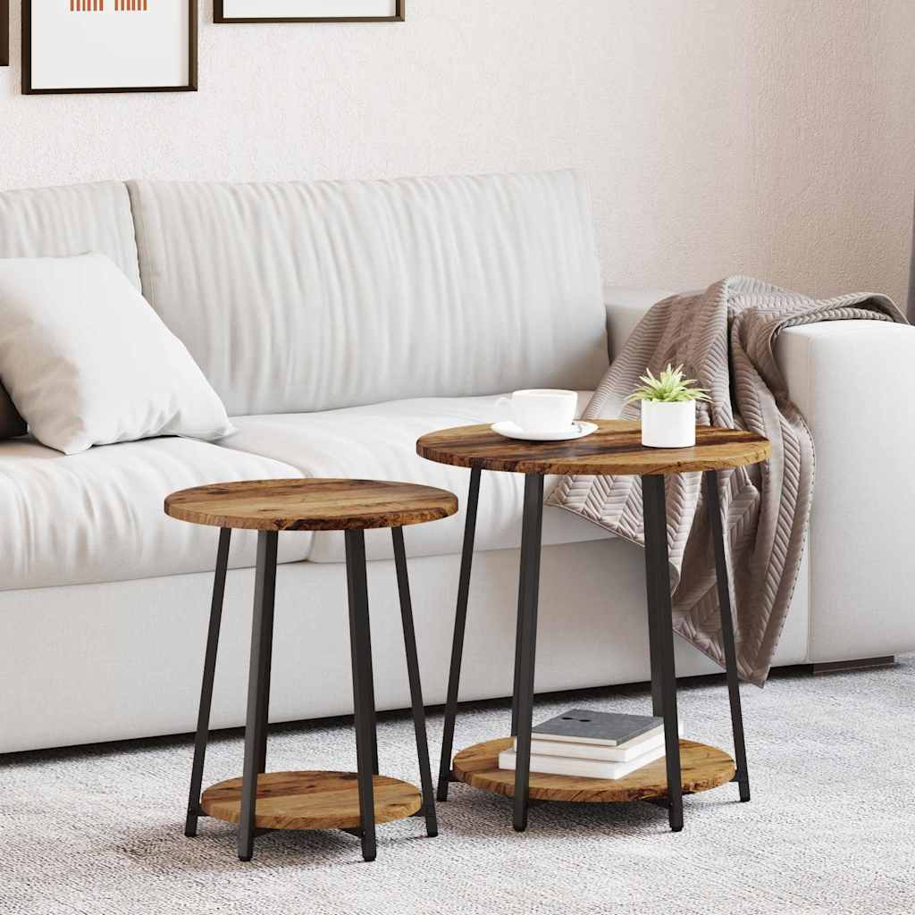 Bijzettafelset met plank 2 pcs Oud Hout en Zwart is nu te koop bij PeponiXL, paradijselijk wonen!
