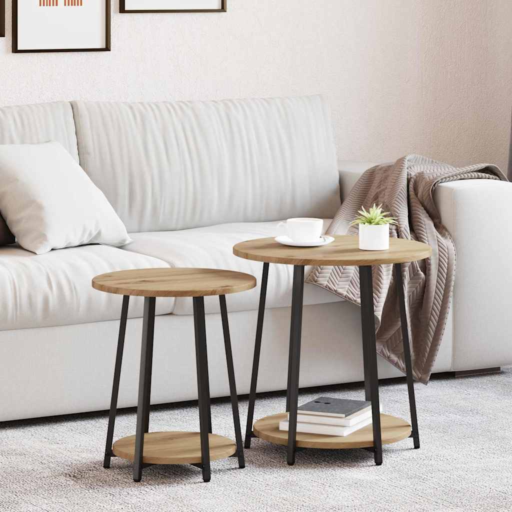 Bijzettafelset met plank 2 pcs Artisan Eiken en Zwart is nu te koop bij PeponiXL, paradijselijk wonen!