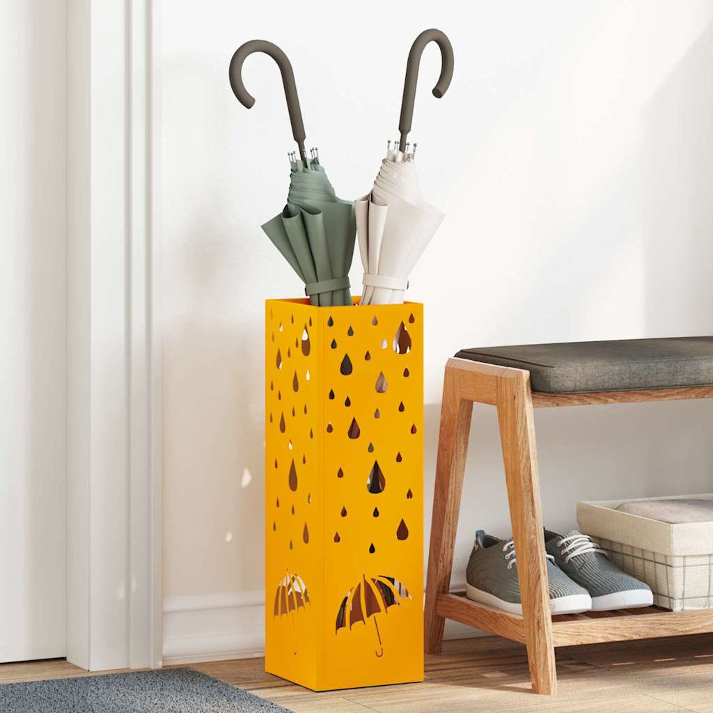 Paraplu Standaard Mosterdgeel 15,5 x 15,5 x 49 cm Metaal is nu te koop bij PeponiXL, paradijselijk wonen!