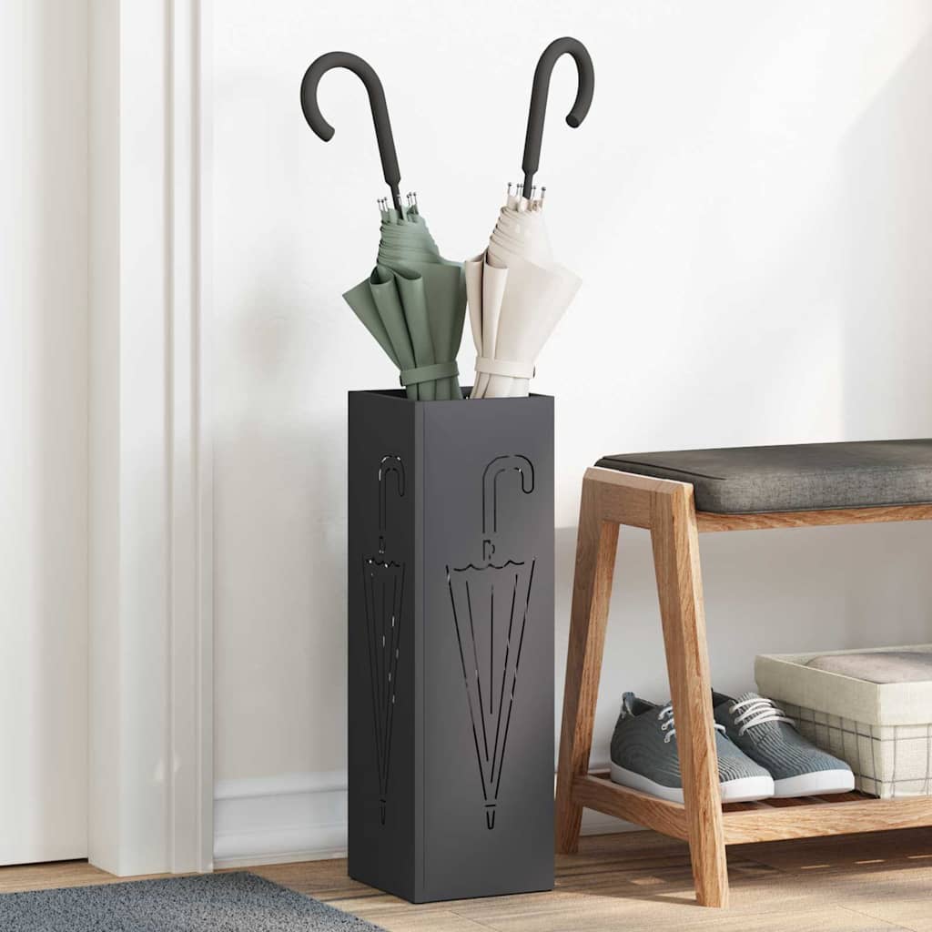Paraplu Standaard met opslag Zwart 15,5 x 15,5 x 49 cm Metaal is nu te koop bij PeponiXL, paradijselijk wonen!