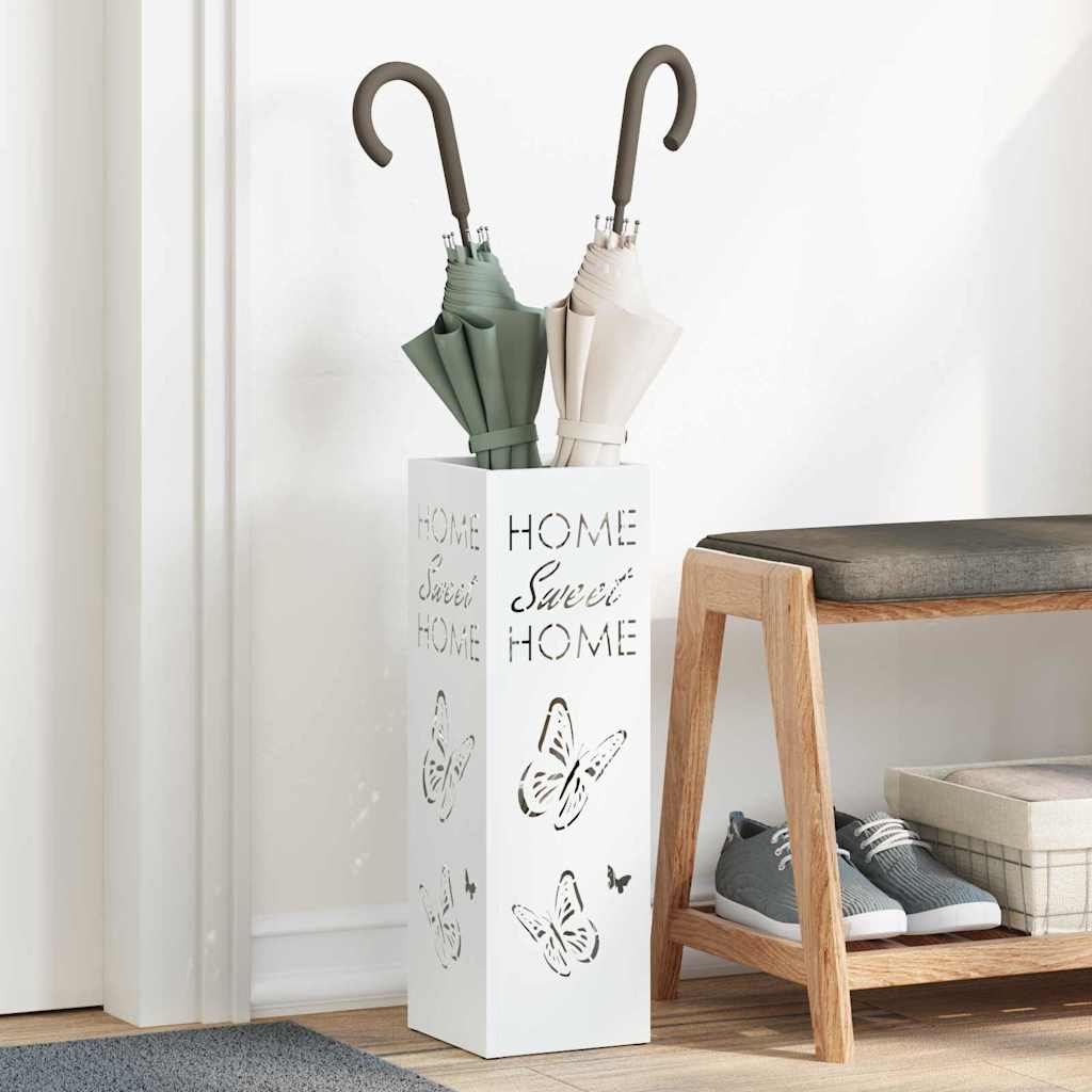 Paraplu Standaard met opslag Wit 15,5 x 15,5 x 49 cm Metaal is nu te koop bij PeponiXL, paradijselijk wonen!