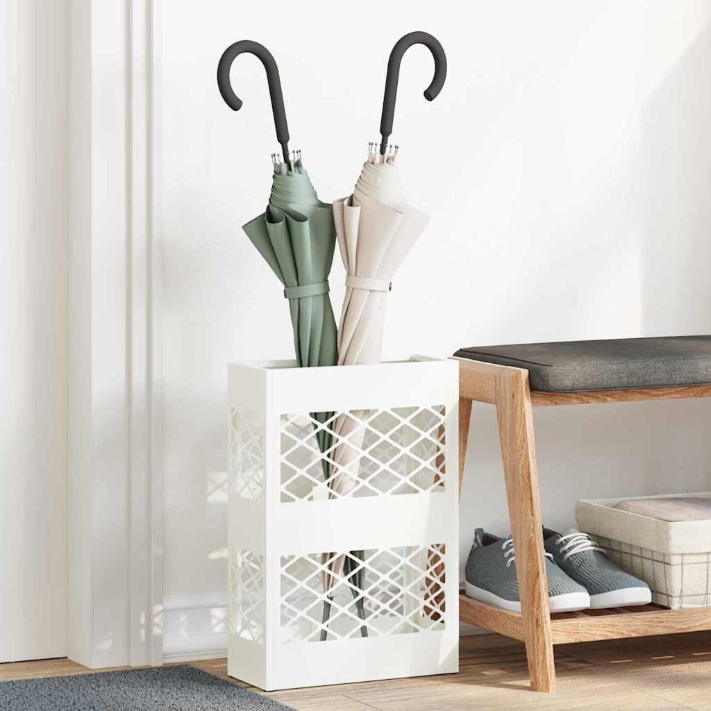 Paraplu Standaard Wit 28 x 12 x 41 cm Staal is nu te koop bij PeponiXL, paradijselijk wonen!