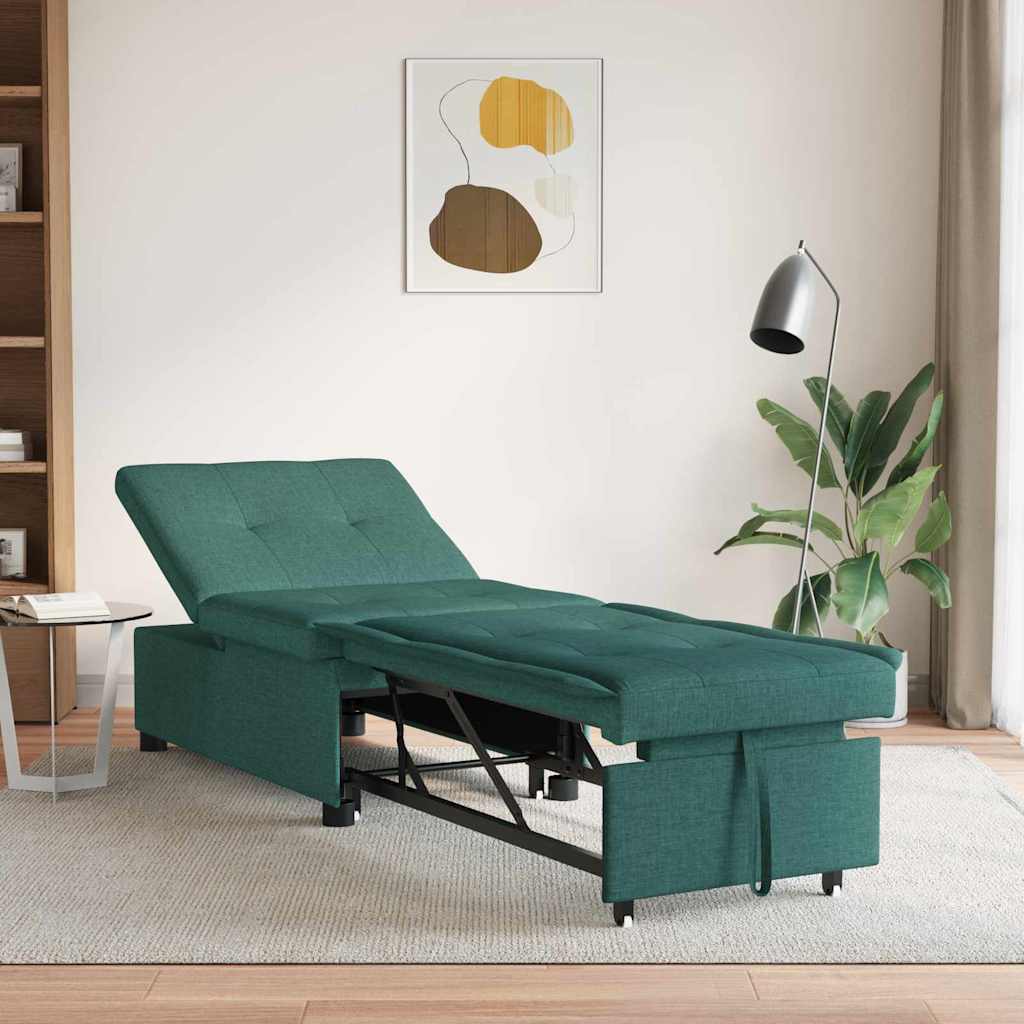 Uittrekbare Slaapbank Donkergroen 194 x 50 x 82 cm Stof is nu te koop bij PeponiXL, paradijselijk wonen!