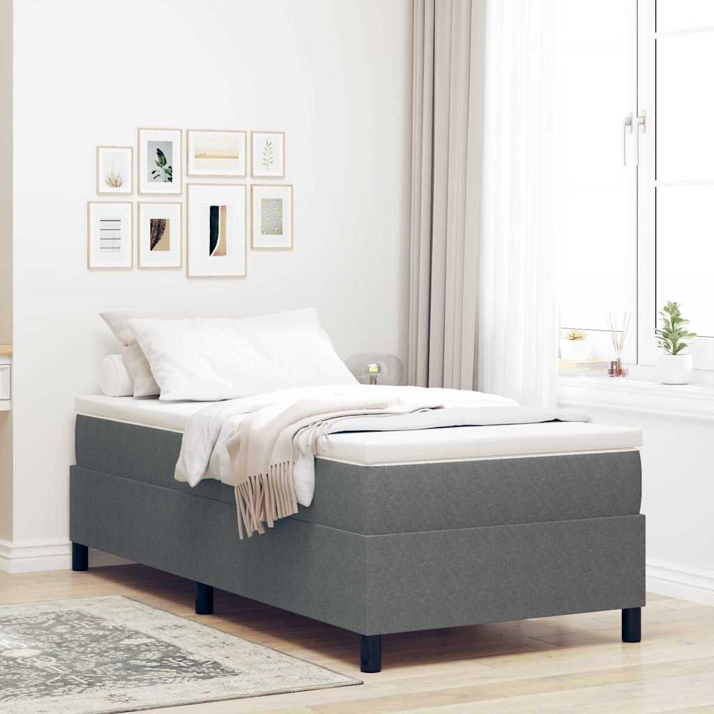 Boxspringbed Lichtgrijs en wit. 100 x 200 cm Katoen Stof is nu te koop bij PeponiXL, paradijselijk wonen!