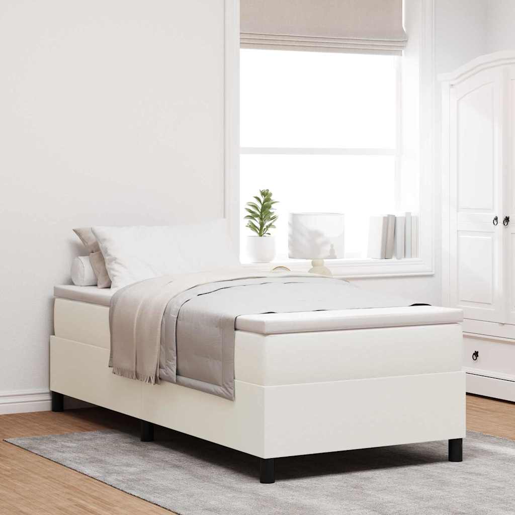 Boxspringbed Crème en Wit 100 x 200 cm Katoen Stof is nu te koop bij PeponiXL, paradijselijk wonen!