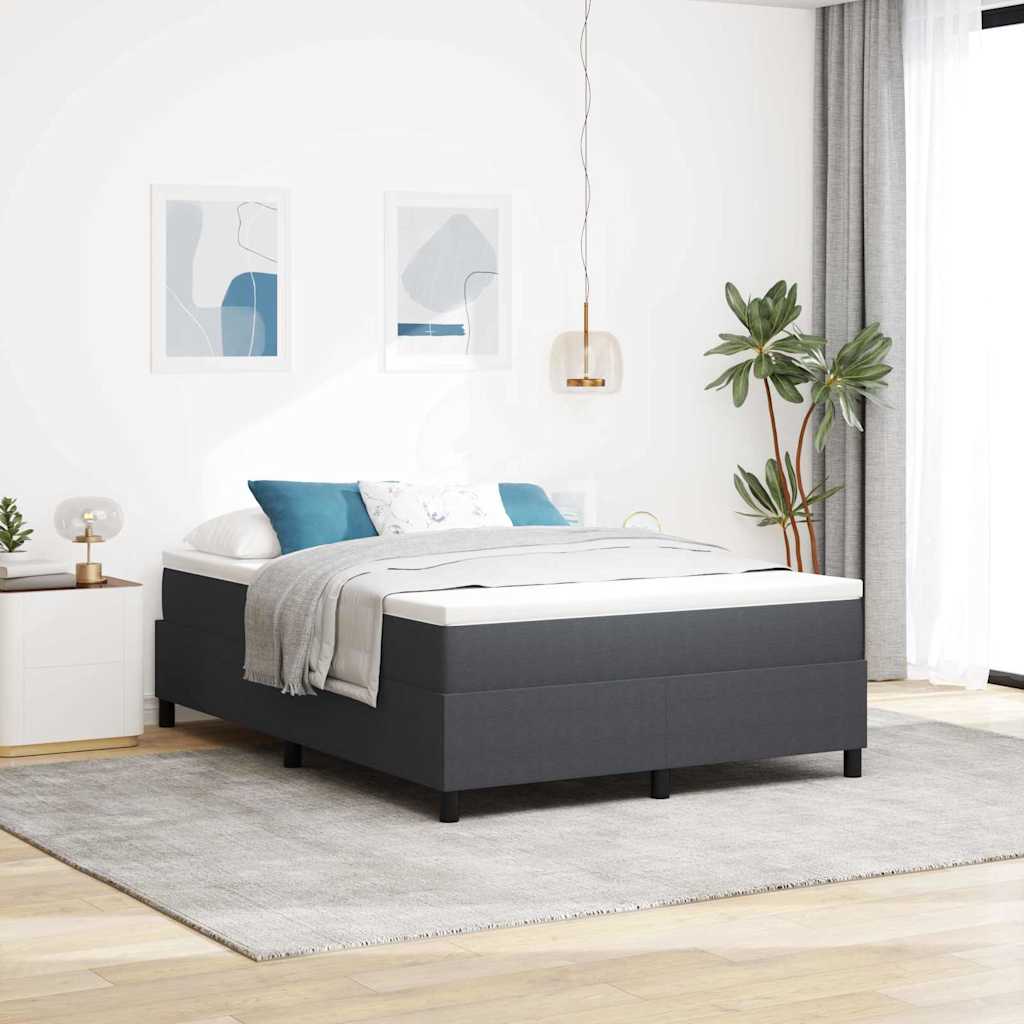 Boxspringbed Donkergrijs en Wit 140 x 190 cm Katoen Stof is nu te koop bij PeponiXL, paradijselijk wonen!