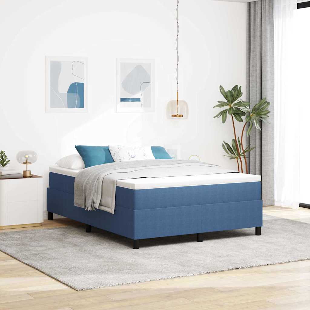 Boxspringbed Blauw en Wit 140 x 200 cm Katoen Stof is nu te koop bij PeponiXL, paradijselijk wonen!