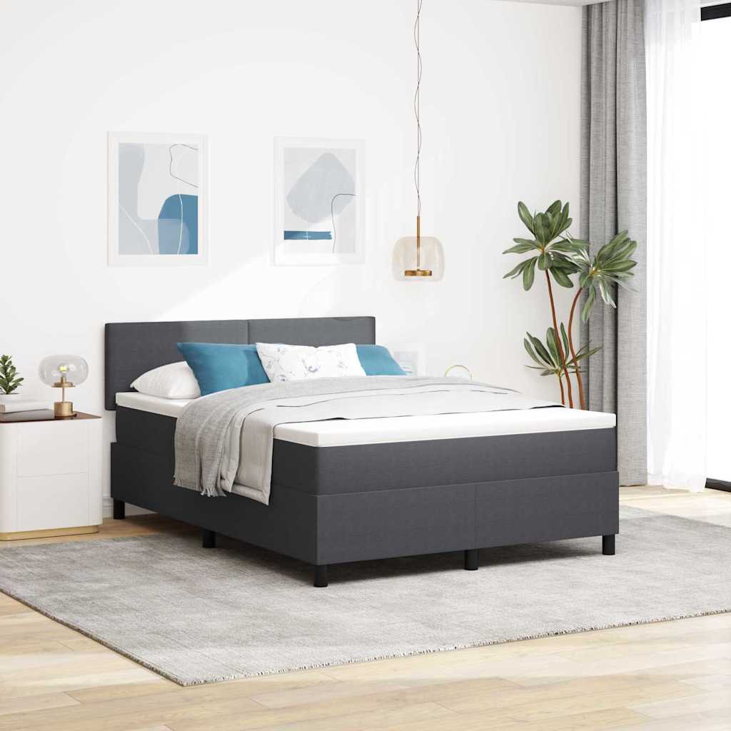 Boxspringbed Donkergrijs en Wit 160 x 200 cm Katoen Stof is nu te koop bij PeponiXL, paradijselijk wonen!