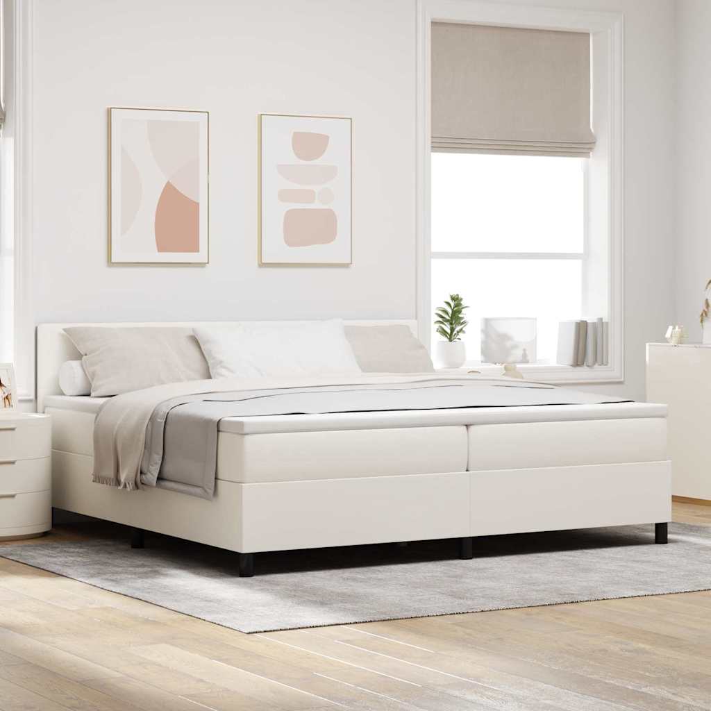 Boxspringbed Crème en Wit 200 x 200 cm Katoen Stof is nu te koop bij PeponiXL, paradijselijk wonen!