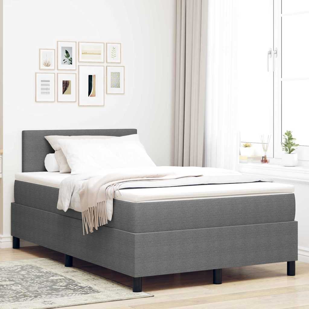 vidaXL LED Box Spring Bed Lichtgrijs en wit. 120 x 200 cm Katoen Stof