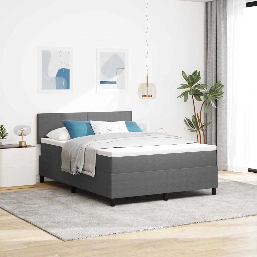 LED Box Spring Bed Lichtgrijs en wit. 140 x 190 cm Katoen Stof is nu te koop bij PeponiXL, paradijselijk wonen!