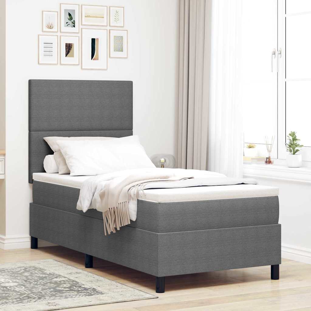 LED Box Spring Bed Lichtgrijs en wit. 90 x 190 cm Katoen Stof is nu te koop bij PeponiXL, paradijselijk wonen!