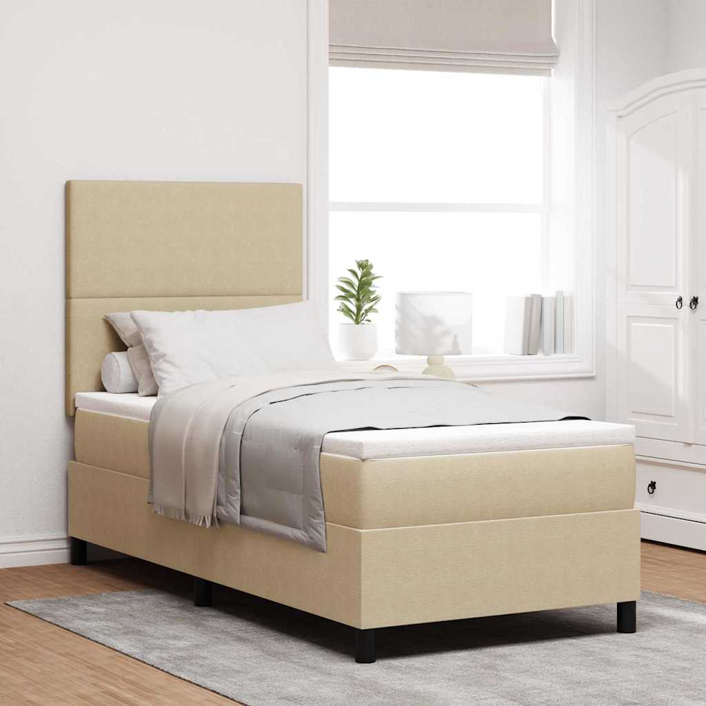 LED Box Spring Bed Lichtgrijs en wit. 100 x 200 cm Katoen Stof is nu te koop bij PeponiXL, paradijselijk wonen!
